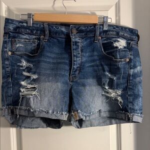 American Eagle Outfitters Blue Distressed Jean Shorts